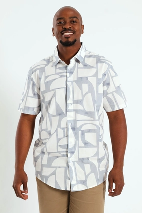 Abstract Geo Print Shirt - White Apparel finds Printed fashion