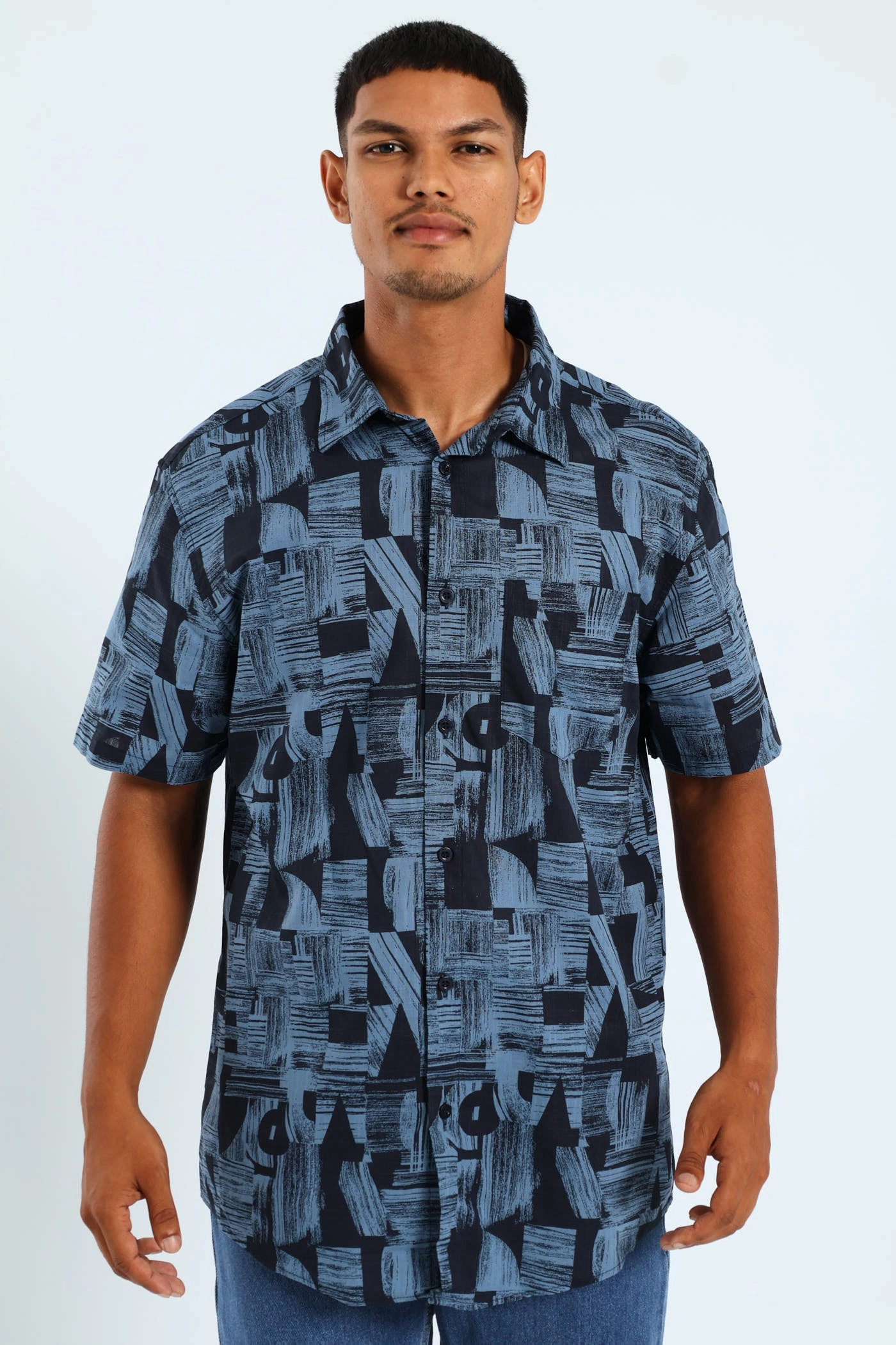 Abstract Shape Shirt - Navy Street fashion Fashion technology