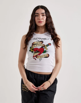Activewear gear Ed Hardy Heart Sword Rhinestone Rib Tank Top Fashion models