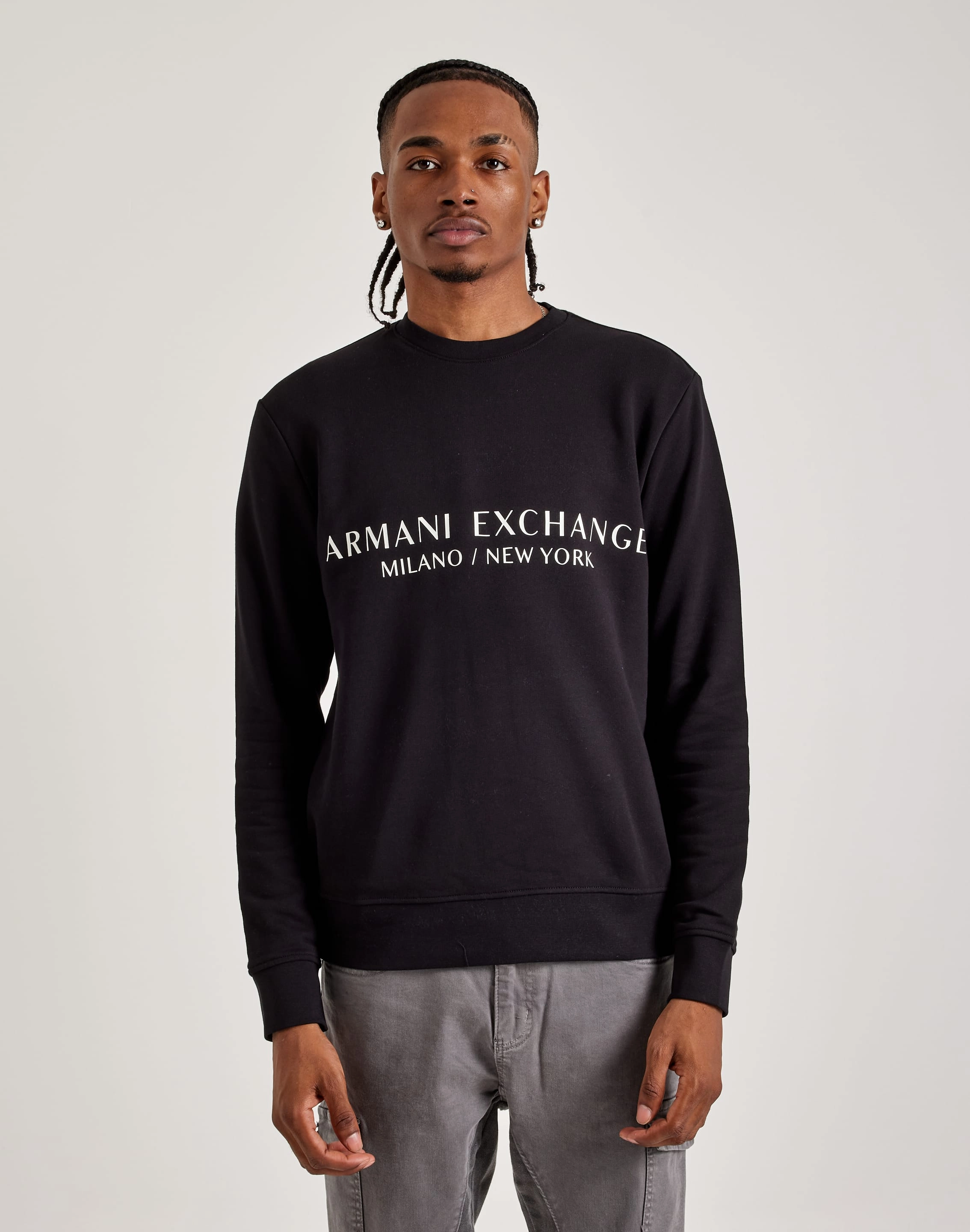 Organic fashion products Armani Exchange Milano NY Crewneck Sweatshirt New fashion arrivals