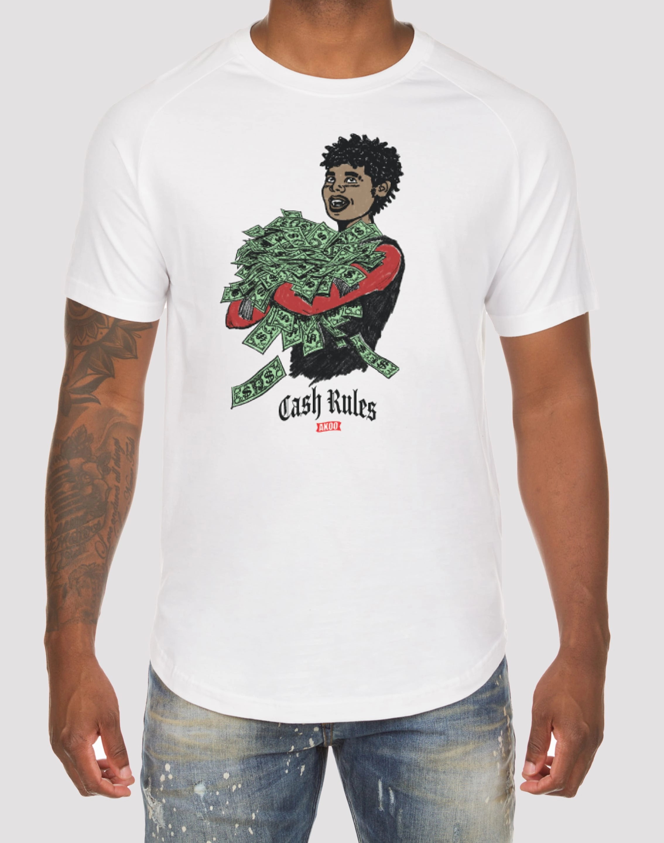 Akoo Cash Rules White Tee Fashion on sale Fashion bloggers' picks