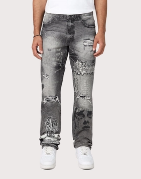 Apparel finds Grindhouse Straight Fit Rip N Repair Embossed Denim Jeans Fashion catalog