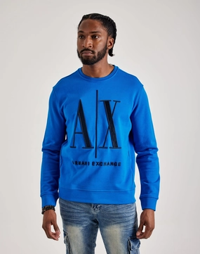 Armani Exchange Icon Logo Crewneck Sweatshirt Wool - sourced fashion Casual wear options