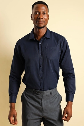 Athleisure fashion Textured Long Sleeve Shirt - Navy Polyester - used fashion
