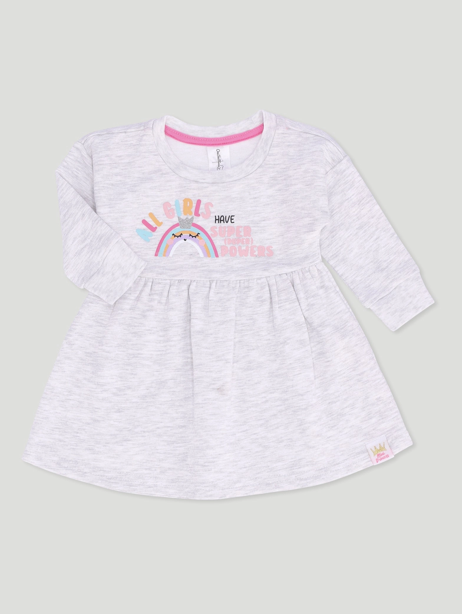 Fashion shows Baby Girls All Girls Have Superpowers Fleece Dress - Grey Fashion trends by region