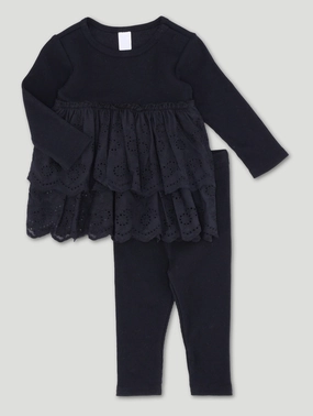 Baby Girls Anglaise Dress With Legging - Black Best - selling fashion Designer fashion items