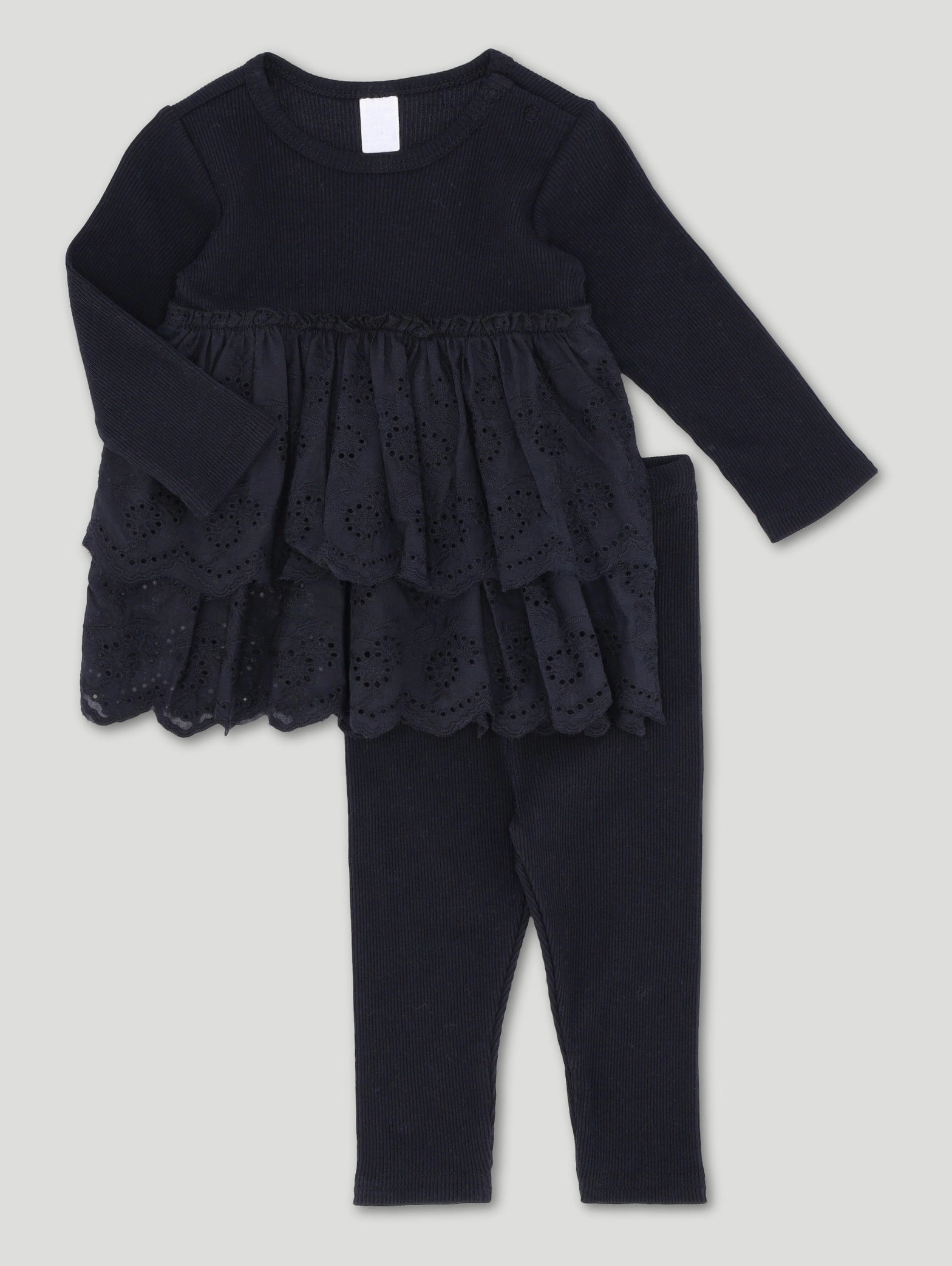 Baby Girls Anglaise Dress With Legging - Black Organic fashion products Fashion must - haves