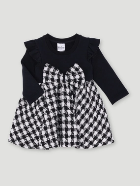 Baby Girls Check Dress With Bow - Black/White Smart casual wear Clothing prices