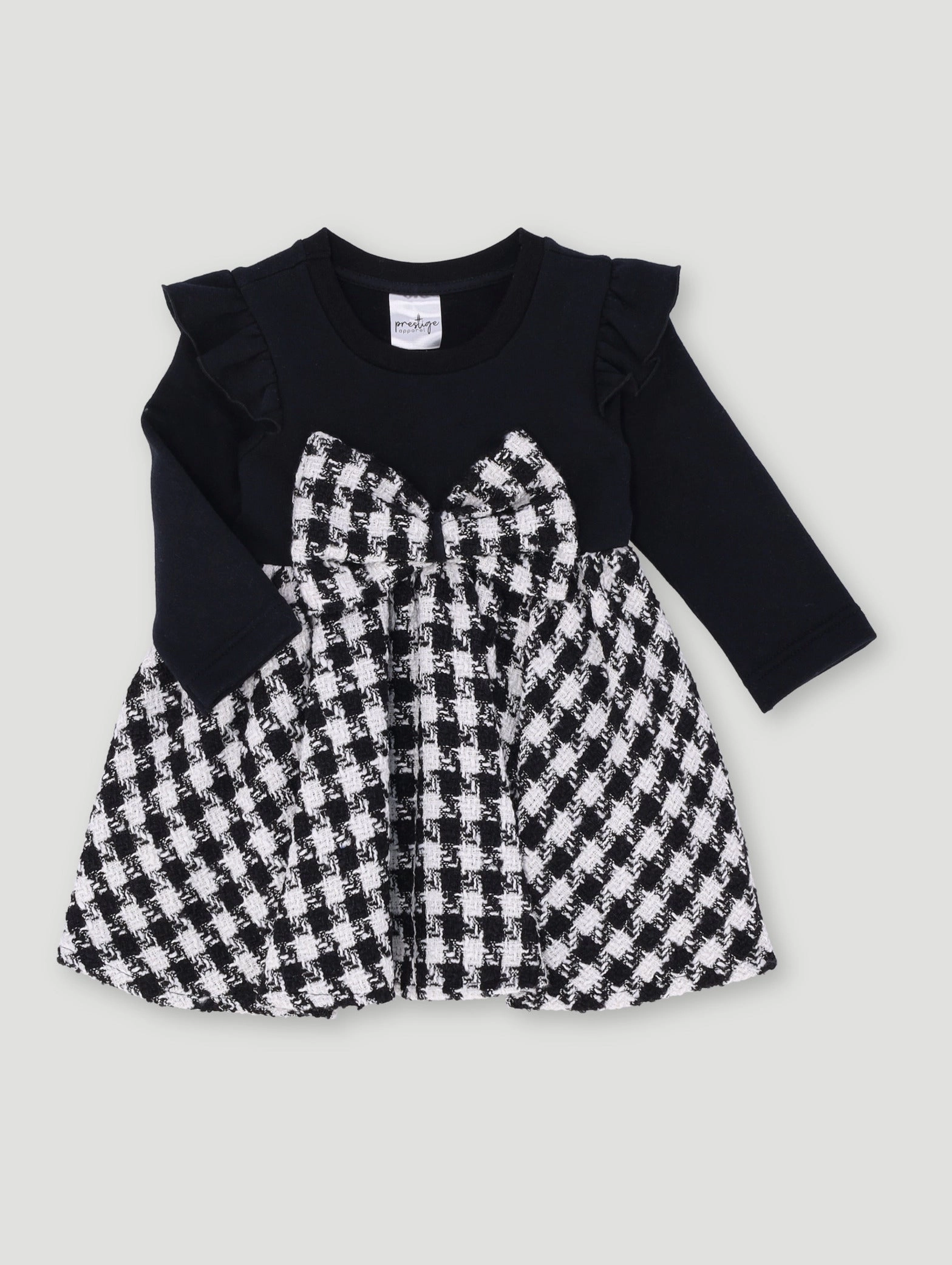 Luxury fashion items Baby Girls Check Dress With Bow - Black/White Fashion archives