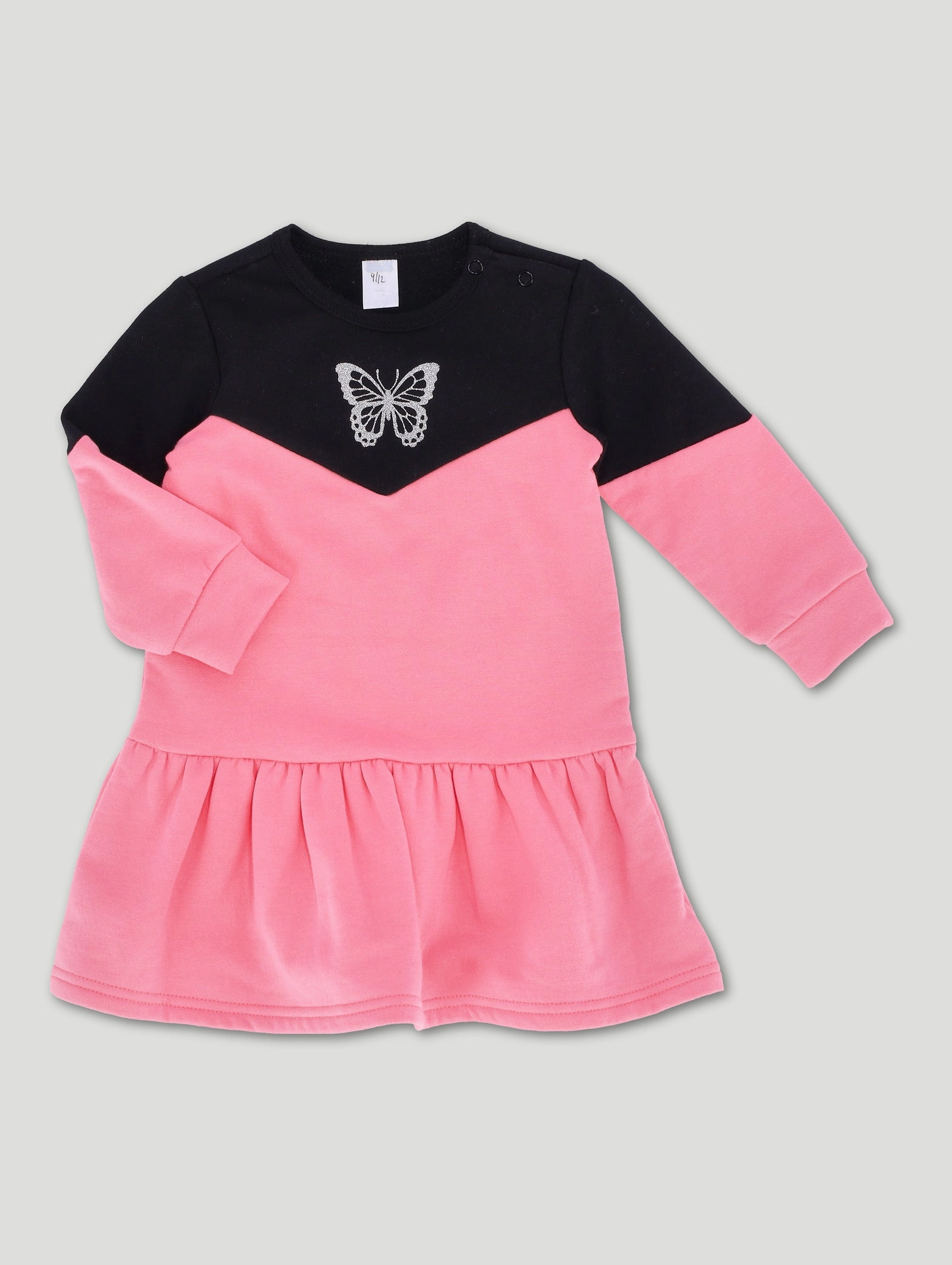 Baby Girls Colour Block Butterfly Fleece Dress Polyester - used fashion Fashion trends