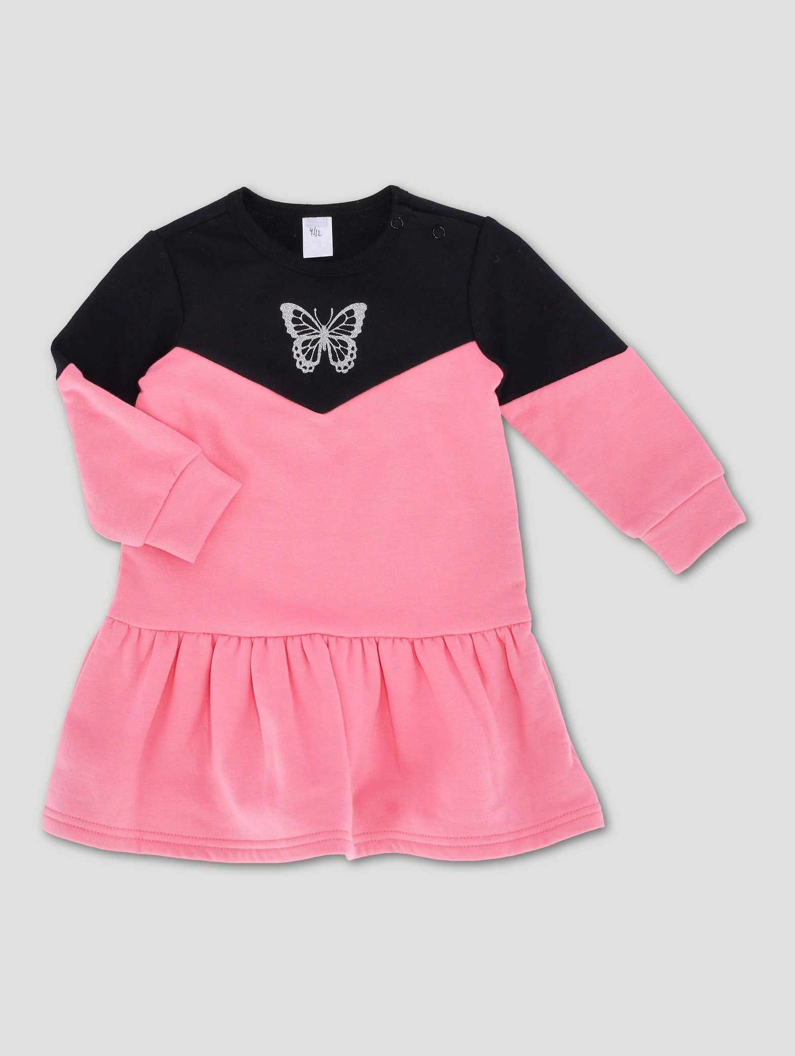 Organic fashion products Baby Girls Colour Block Butterfly Fleece Dress Upcycled fashion