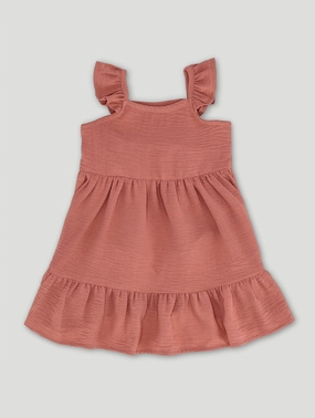 Baby Girls Crinkle Airflow Dress - Rust Leather - material fashion Fashion advice