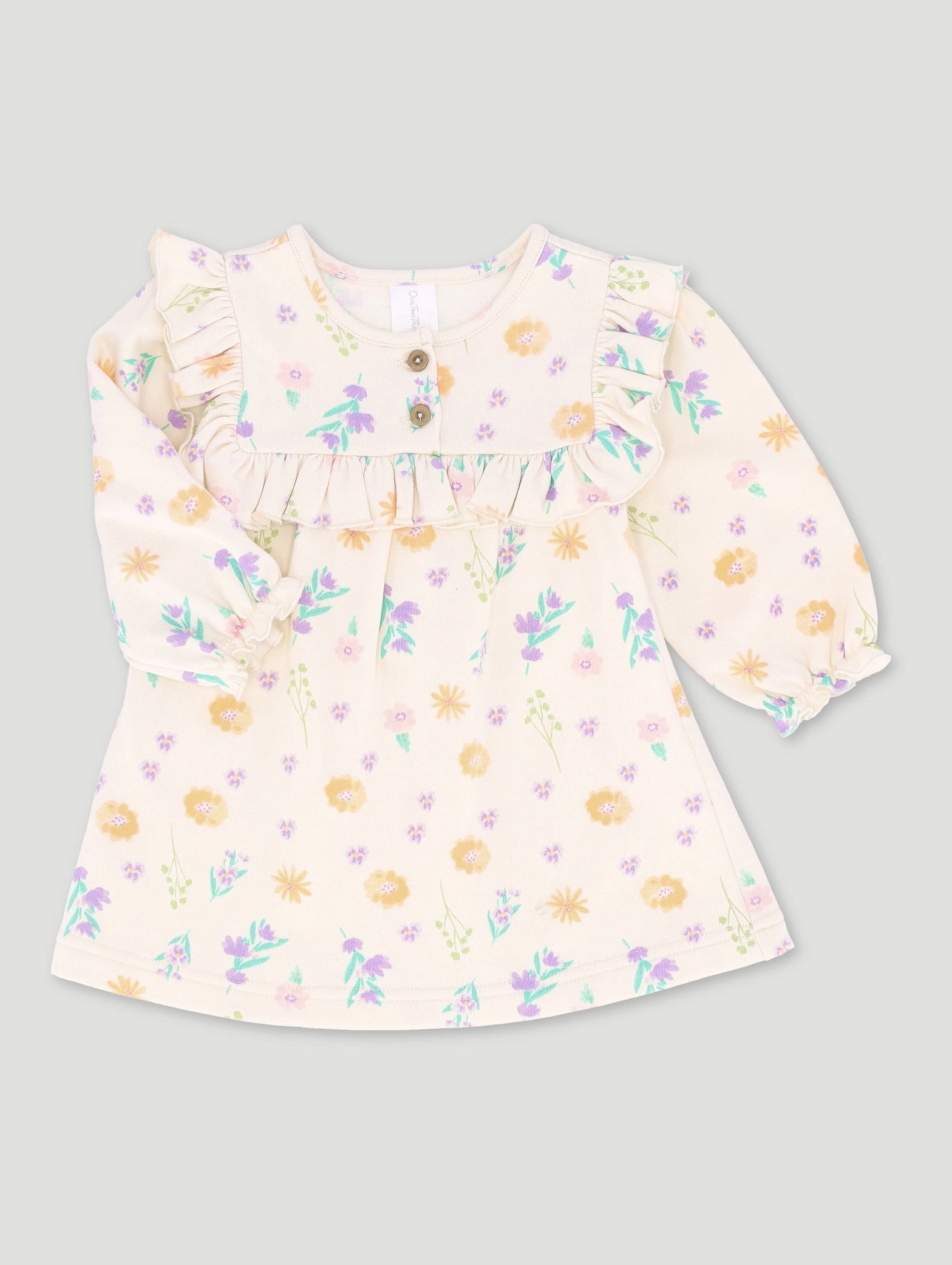 Baby Girls Dainty Flower Fleece Dress - Cream Everyday wear Beachwear items