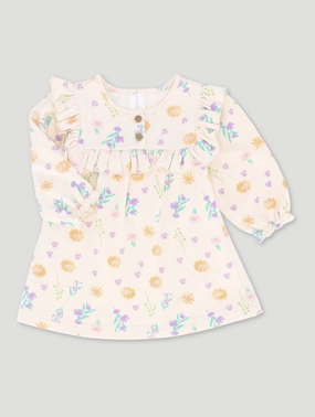 Baby Girls Dainty Flower Fleece Dress - Cream Everyday wear Beachwear items