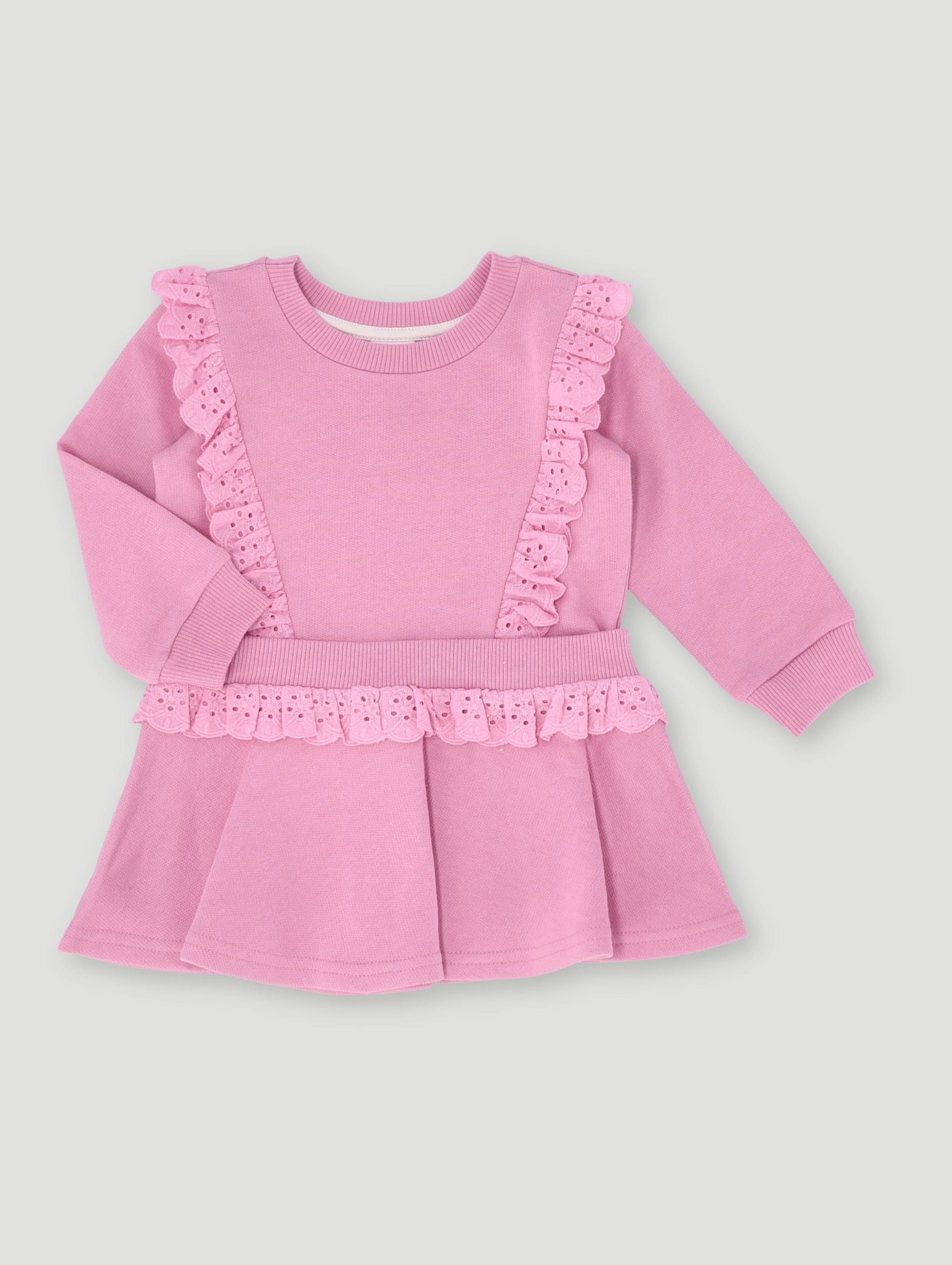 Baby Girls Fleece Lace Dress - Dusty Pink Fashion swaps Stylish products
