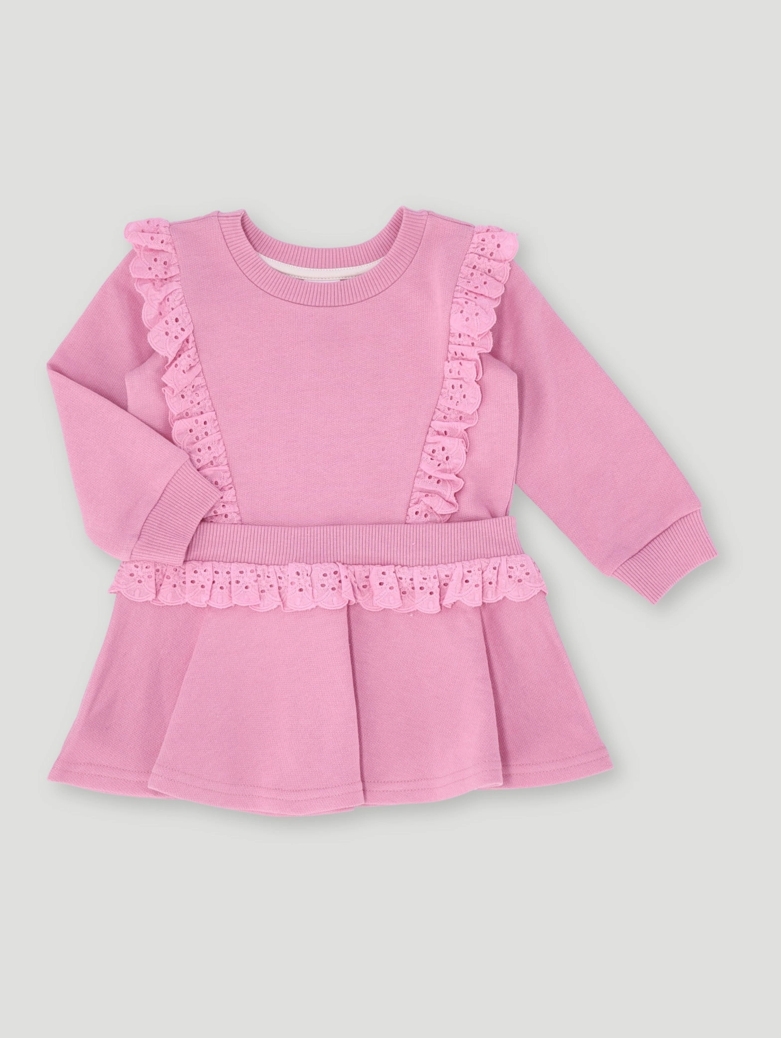 Fashion lookbook Baby Girls Fleece Lace Dress - Dusty Pink Style statements