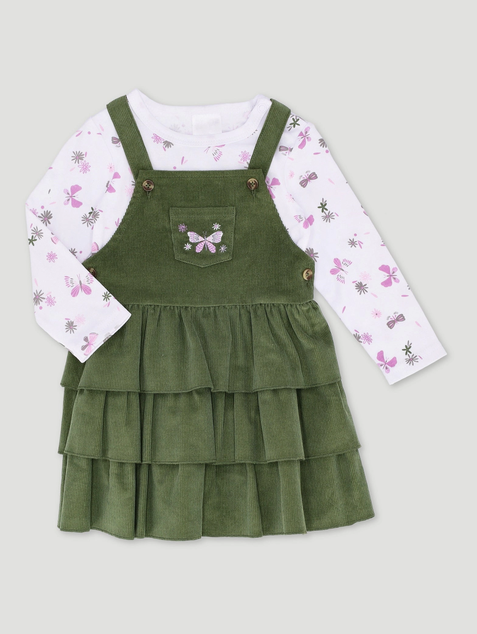Fashion sizes Baby Girls Pinni Cord Dress - Olive Fashion accessories