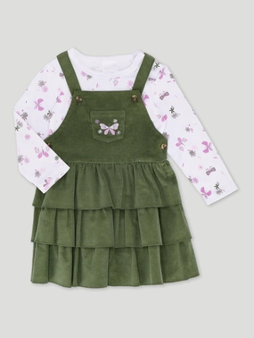 Baby Girls Pinni Cord Dress - Olive Fashion events Fashion influencers' recommendations