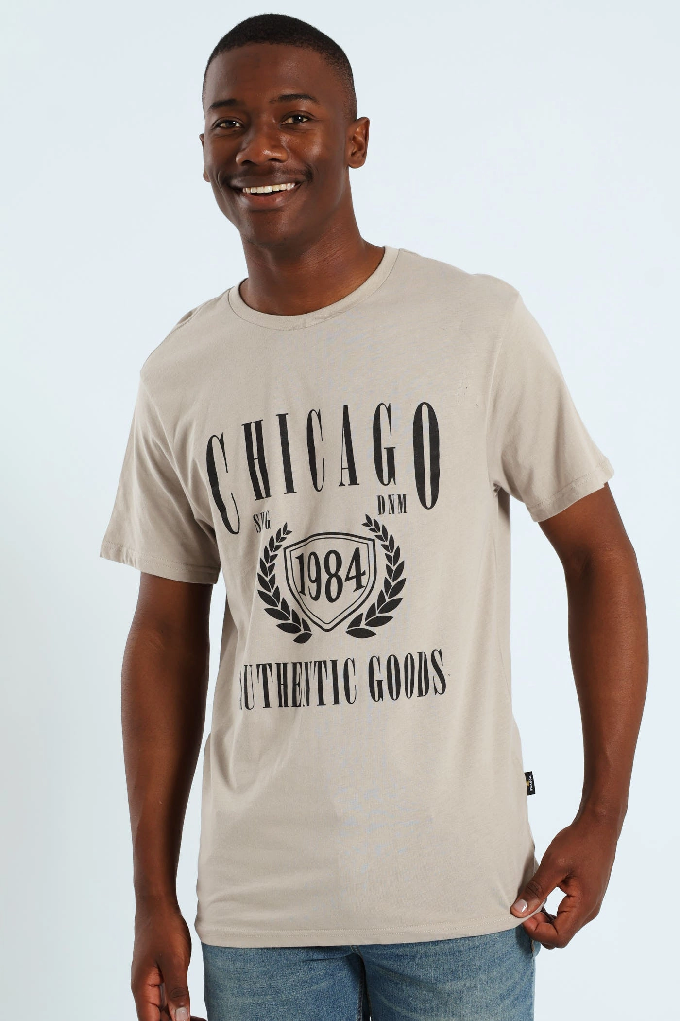 Basic Print Tee - Stone
