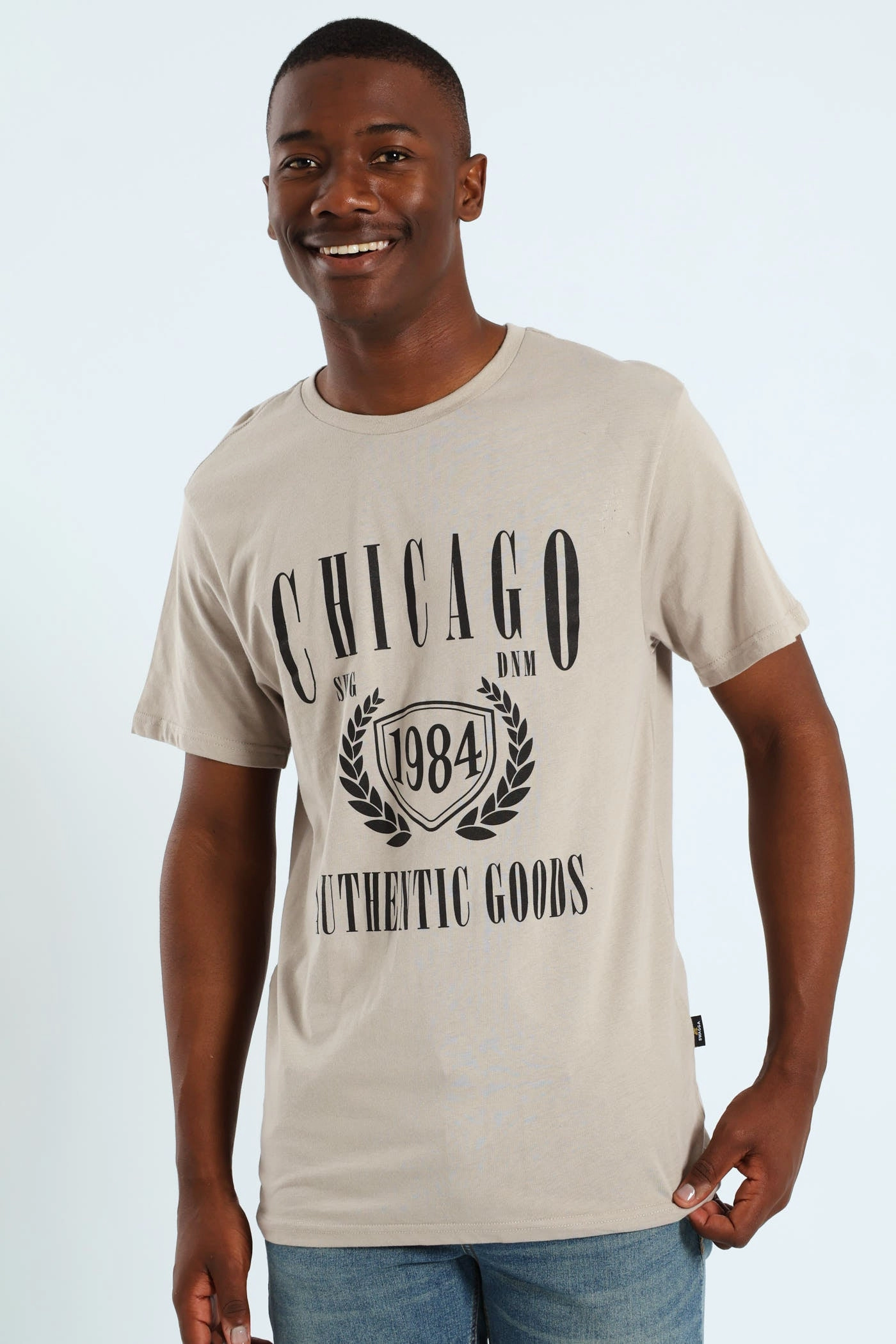 Basic Print Tee - Stone