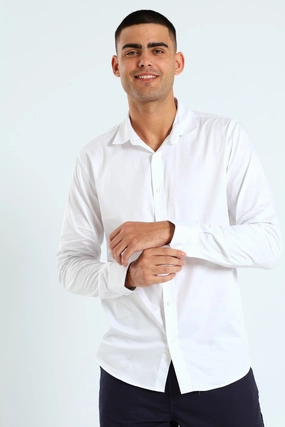 Basic Smart Shirt - White Leather - material fashion Upcycled fashion