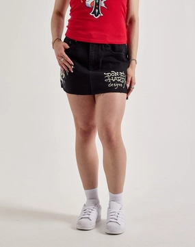 Beaded fashion items Ed Hardy Skull Denim Skirt Spandex - incorporated fashion
