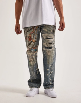 Best - selling fashion Preme Printed Chain Jeans Ethical fashion choices