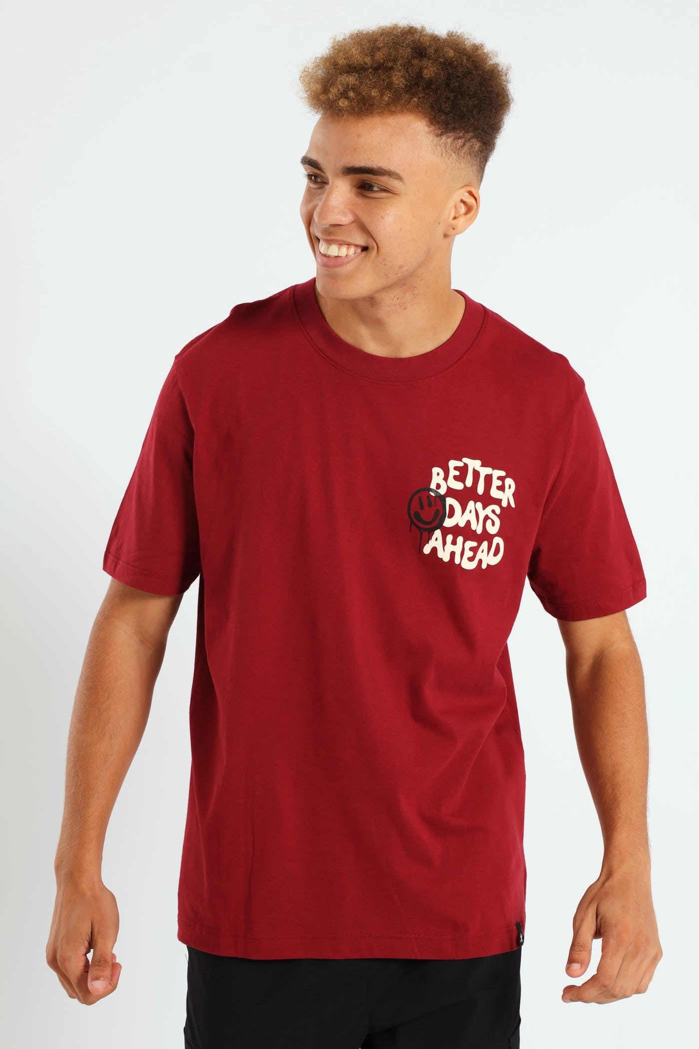Better Days Front & Back Tee - Dark Red