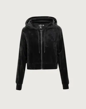 Bohemian style items Pro Standard Chicago White Sox Triple Black Velour Zip Hoodie Lace - detailed fashion
