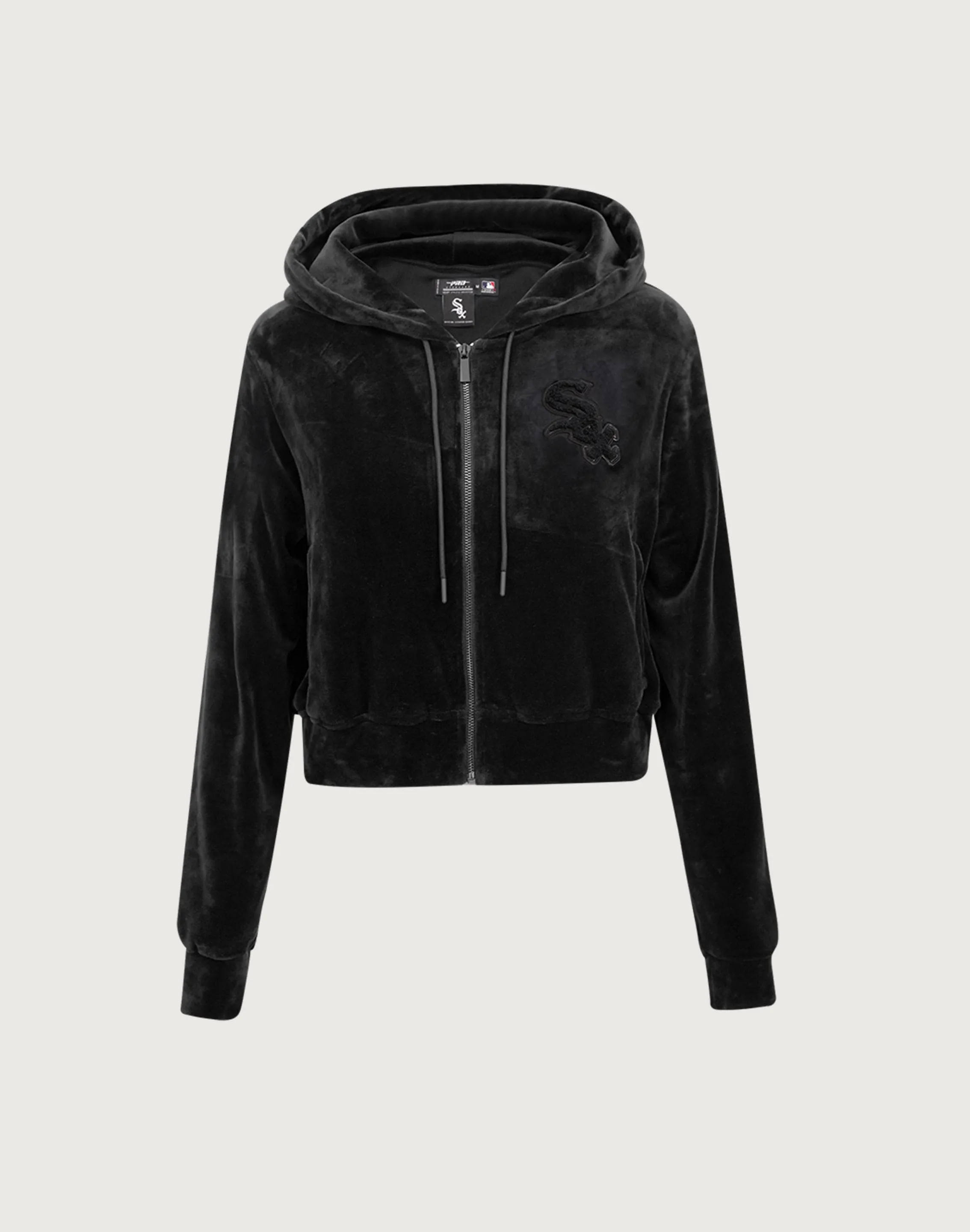 Bohemian style items Pro Standard Chicago White Sox Triple Black Velour Zip Hoodie Lace - detailed fashion
