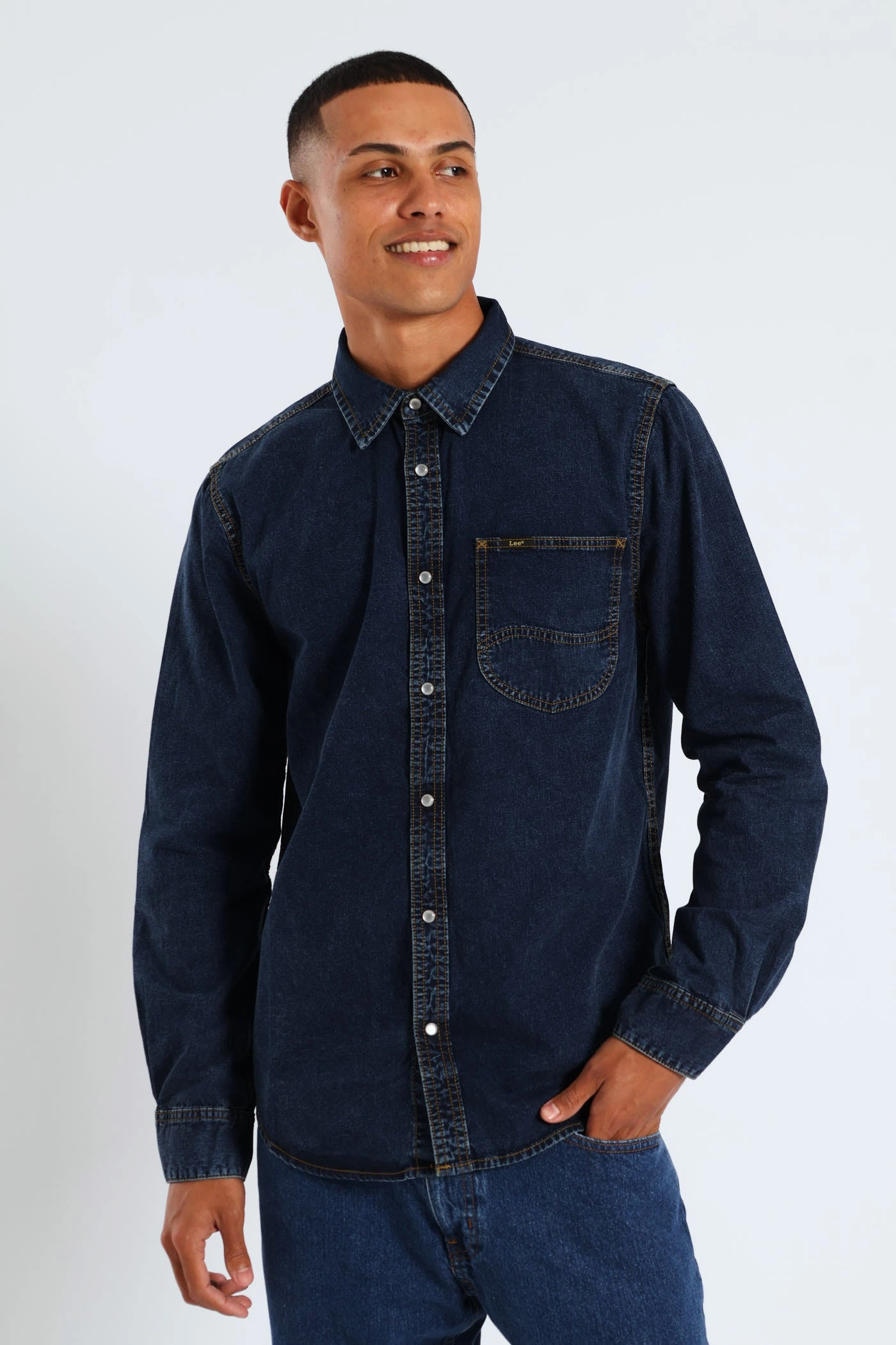 Long Sleeve Lazy Denim Shirt - Stonewash Business casual wear Fashion boutiques