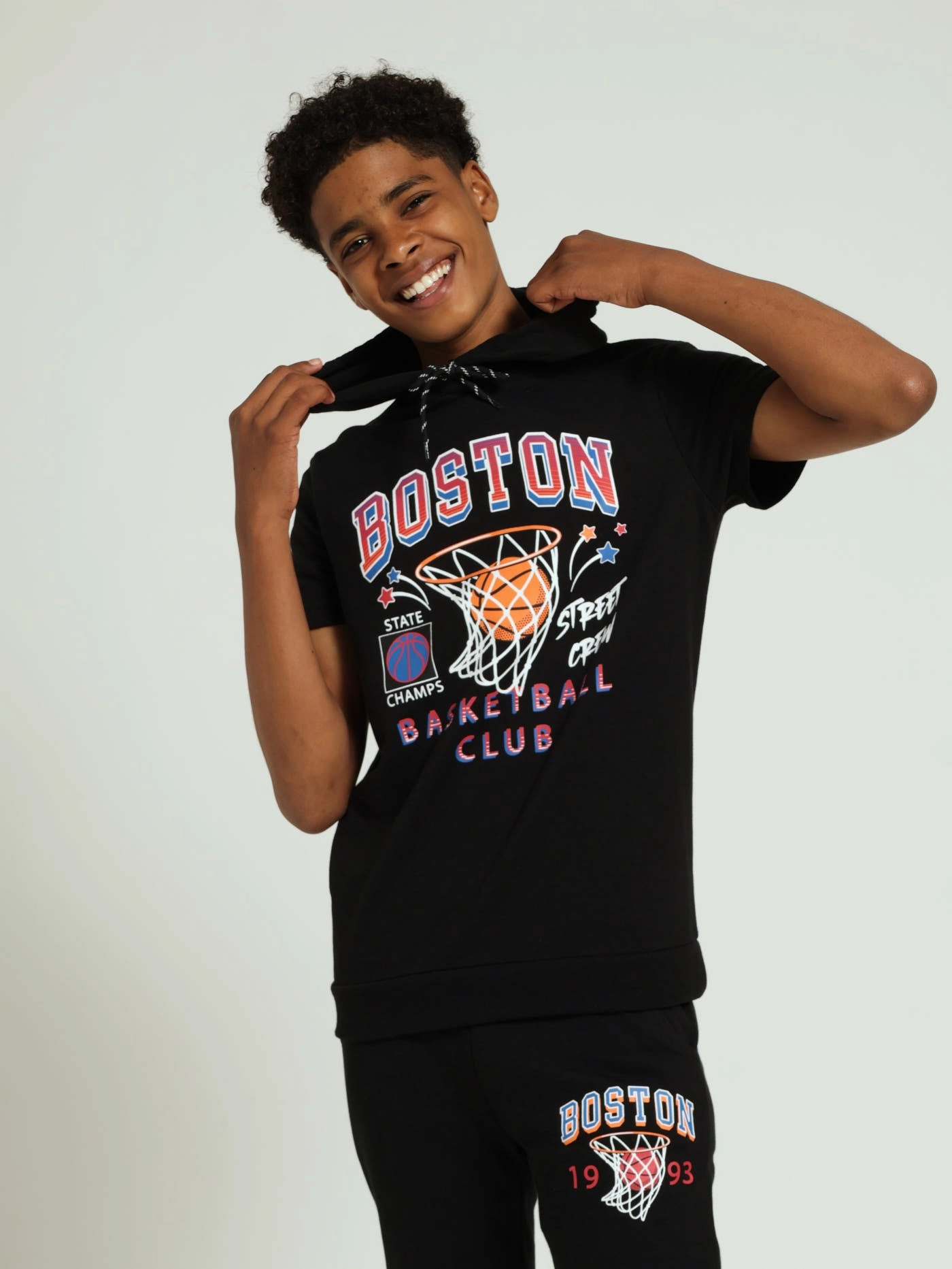 Boys Basket Ball Fleece Top - Black