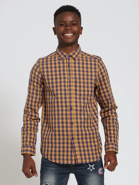 Boys Check Shirt - Mustard Fashion subscription services Business casual wear