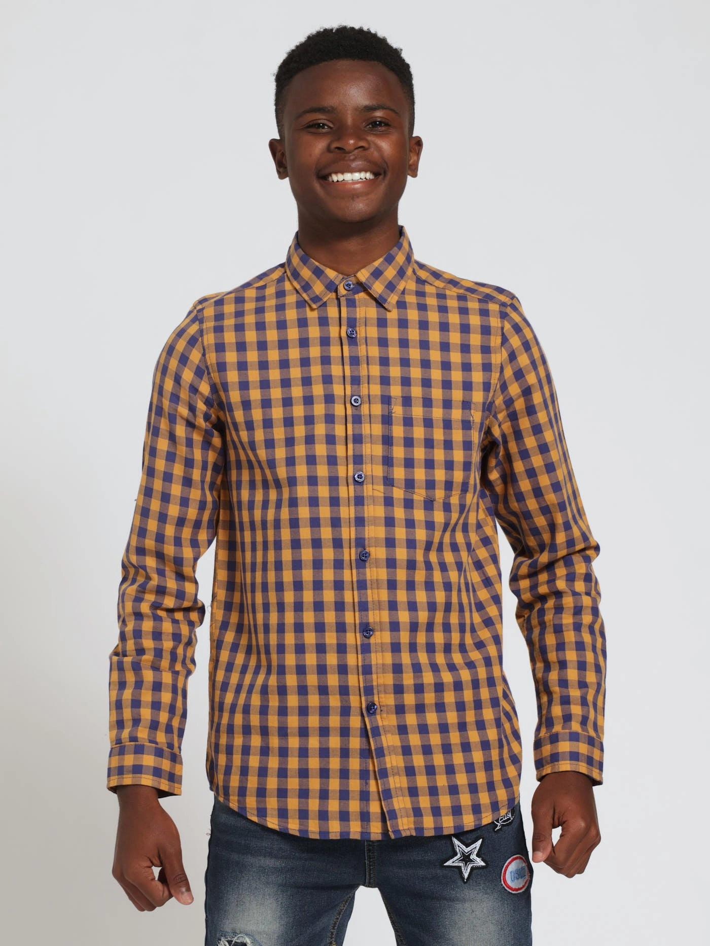 Boys Check Shirt - Mustard Fashion labels Lace - detailed fashion