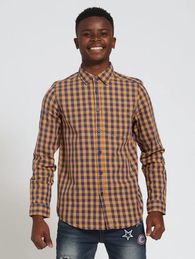 Boys Check Shirt - Mustard Fashion subscription services Business casual wear