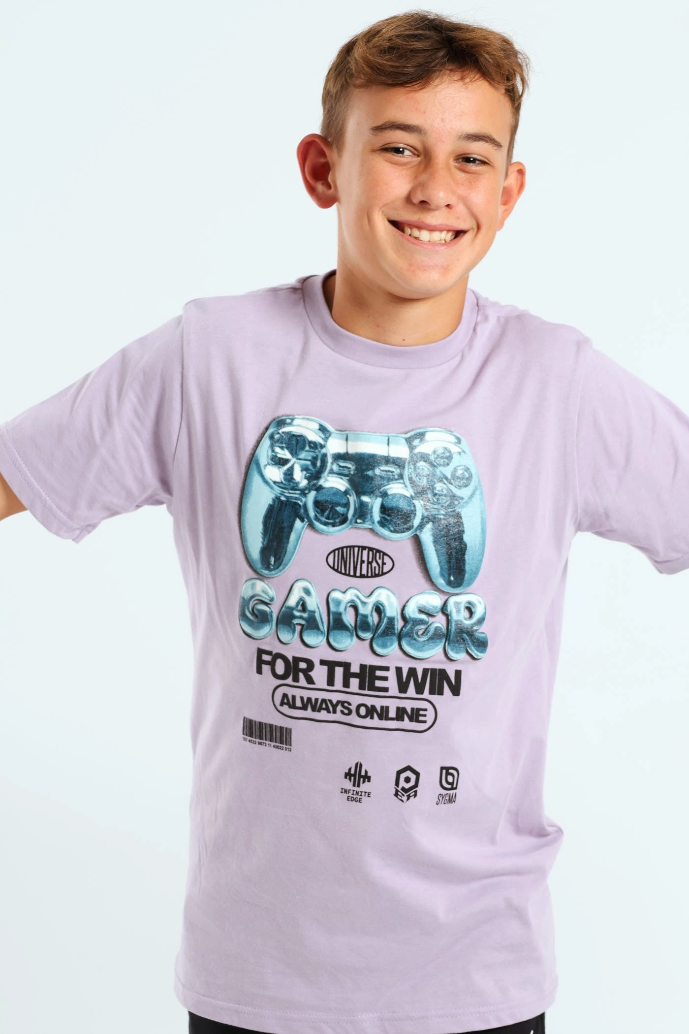 Boys Gamer Gel Print Tee - Lilac