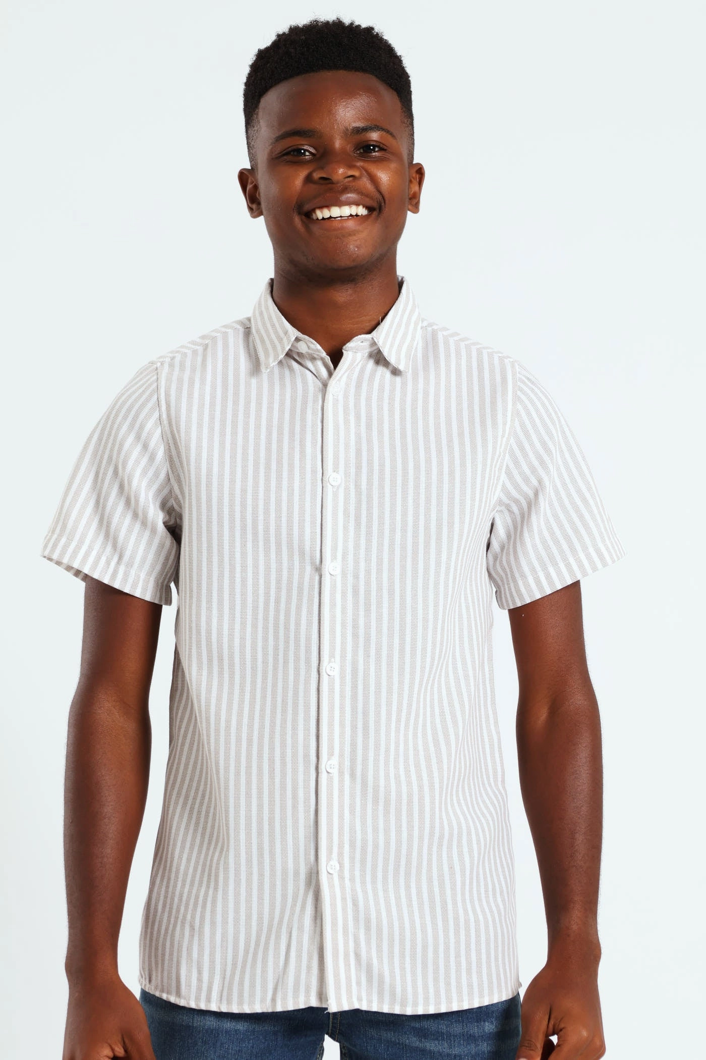Boys Textured Stretch Shirt - Stone Fashion brands Quality apparel