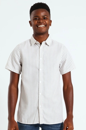 Boys Textured Stretch Shirt - Stone Fashion brands Quality apparel