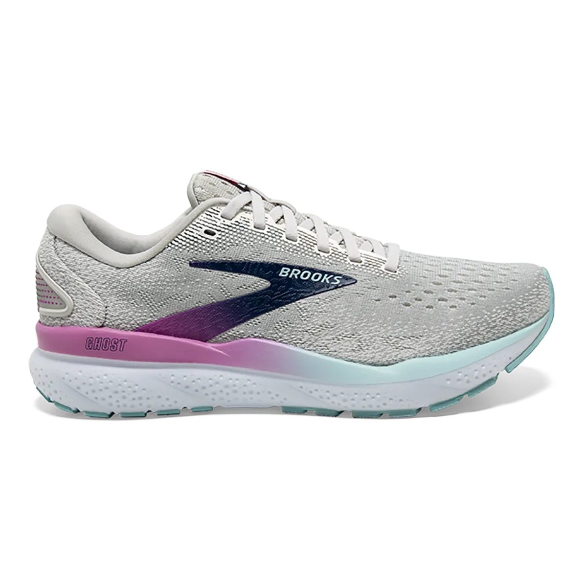 Brooks Ghost 16 - White - Grey - Estate Blue Ardent Amazing