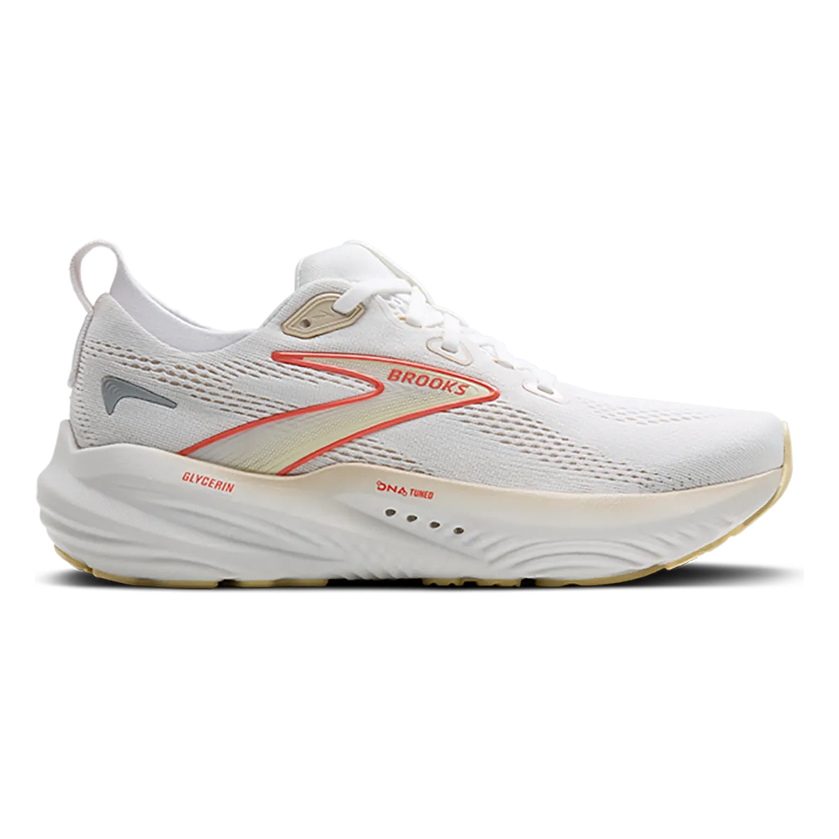 Brooks Glycerin 22 White - Almond Peach - Hot Coral Cherished Indispensable