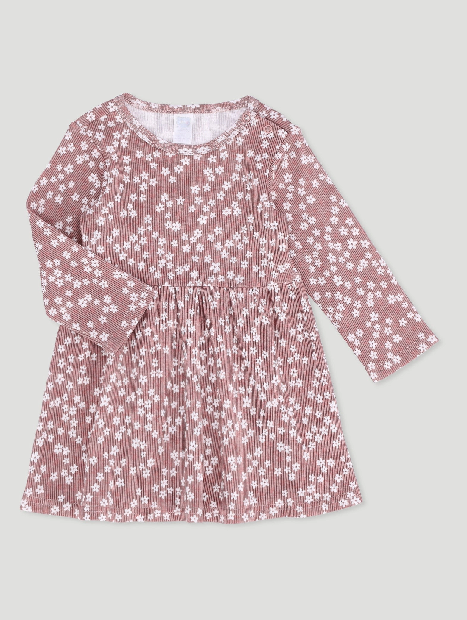 Linen - crafted fashion Baby Girls Ditsy Floral Rib Dress - Stone Fashion boutiques
