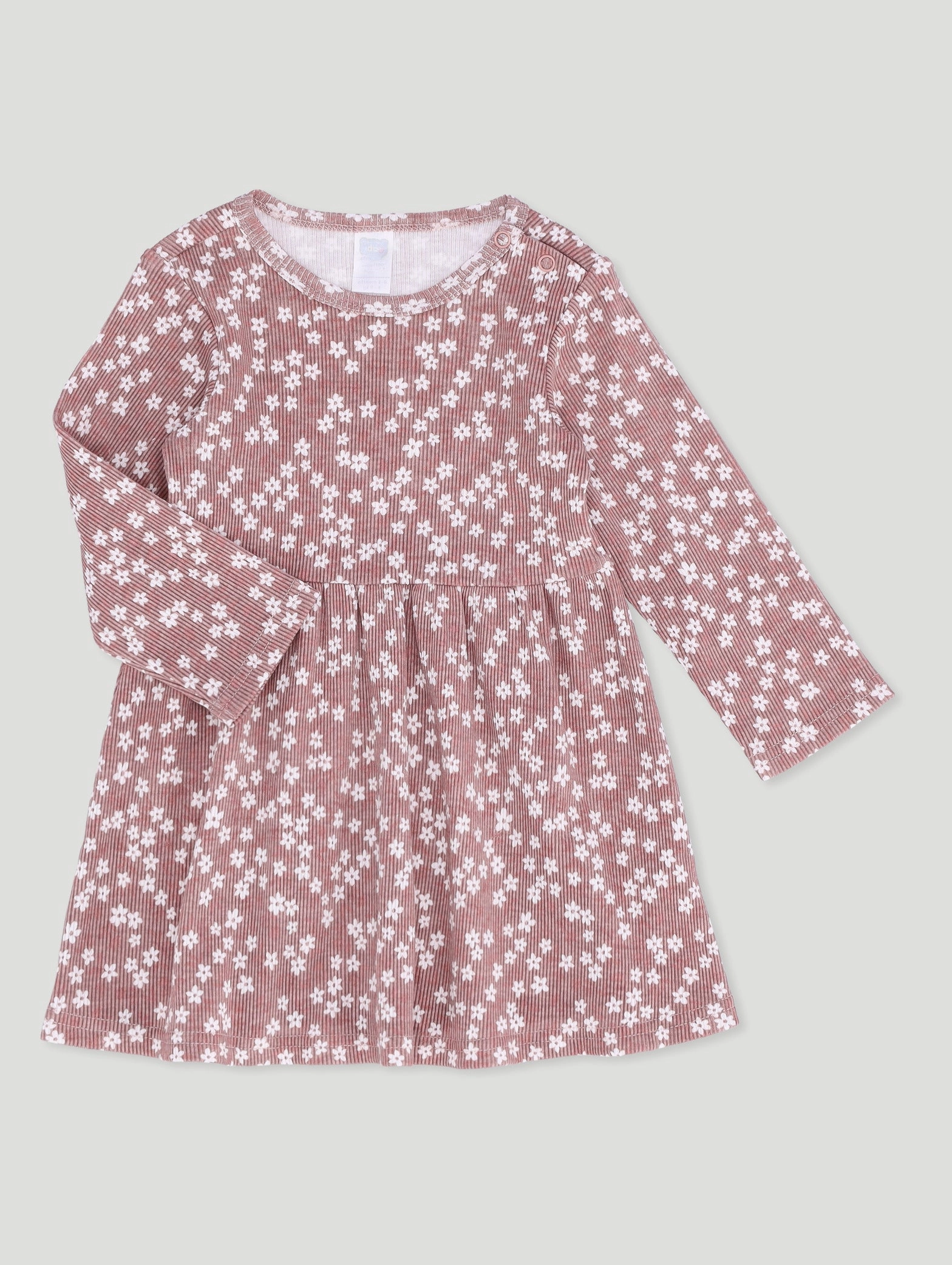 Business casual wear Baby Girls Ditsy Floral Rib Dress - Stone Fashion museums