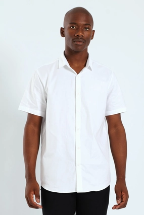 Business casual wear Tonal Textured Shirt - White Athleisure fashion