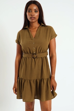 Button Through Tiered Belted Mini Dress Fashion catalog Fashion care (washing, ironing, etc.)
