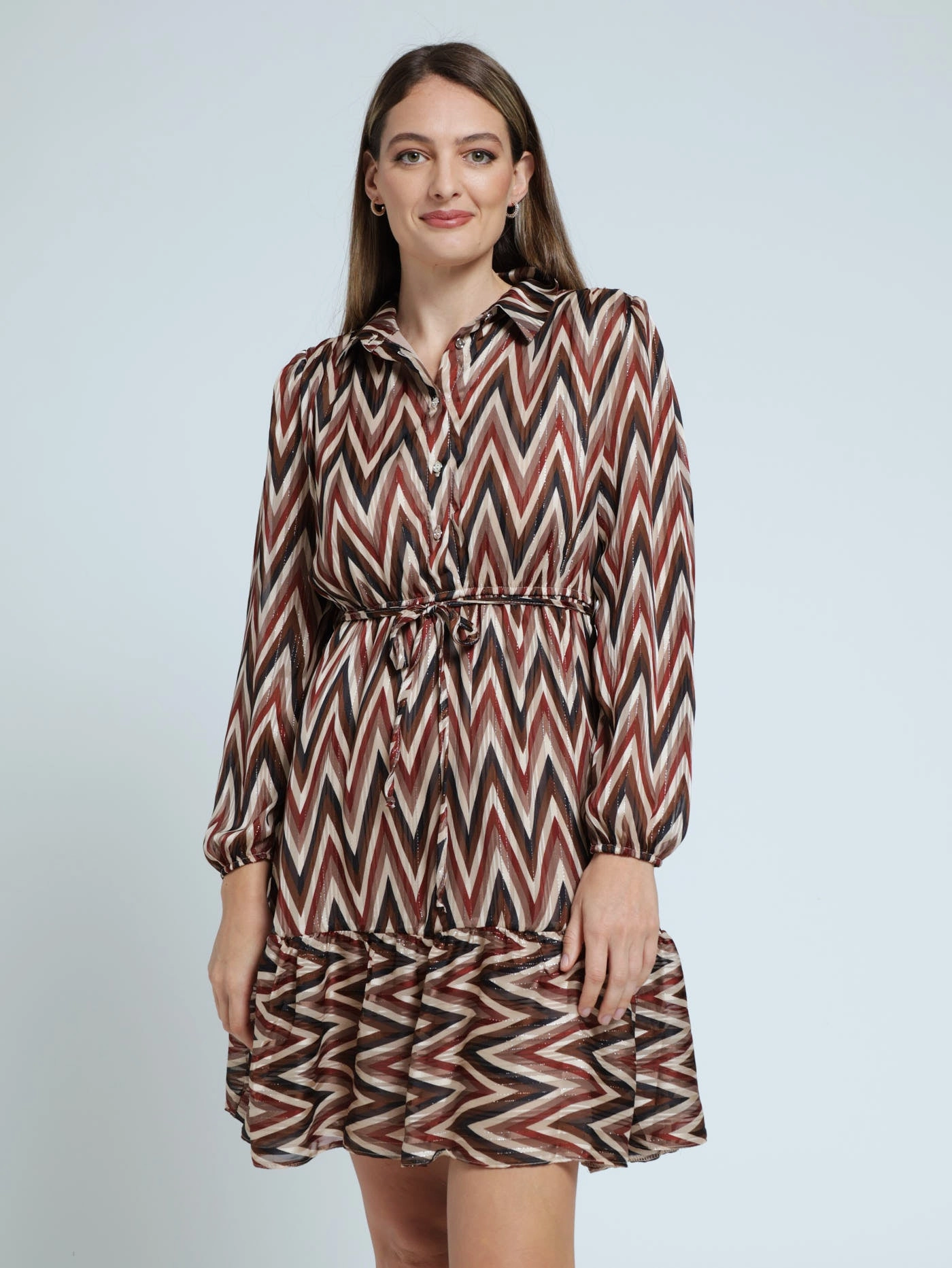 Fashion trends by region Button Through Tiered Frill Hem Tea Dress - Cream Organic fashion products