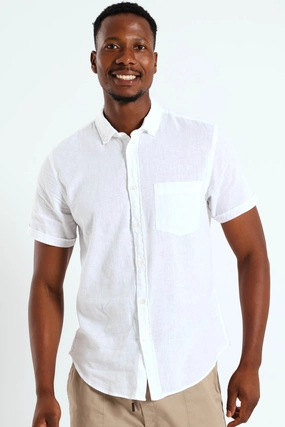Buttondown Cotton Linen Slub Shirt - White Retro fashion finds Fashion archives