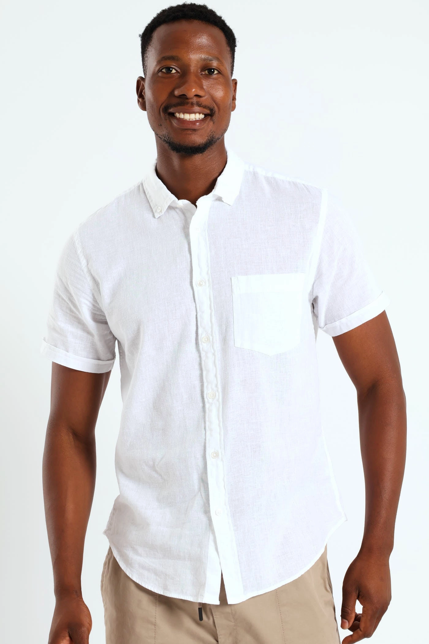 Buttondown Cotton Linen Slub Shirt - White Retro fashion finds Fashion archives