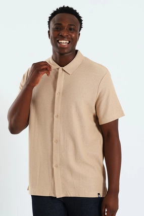Casual wear options Chunky Crepe Knit Shirt - Stone Cotton - made fashion