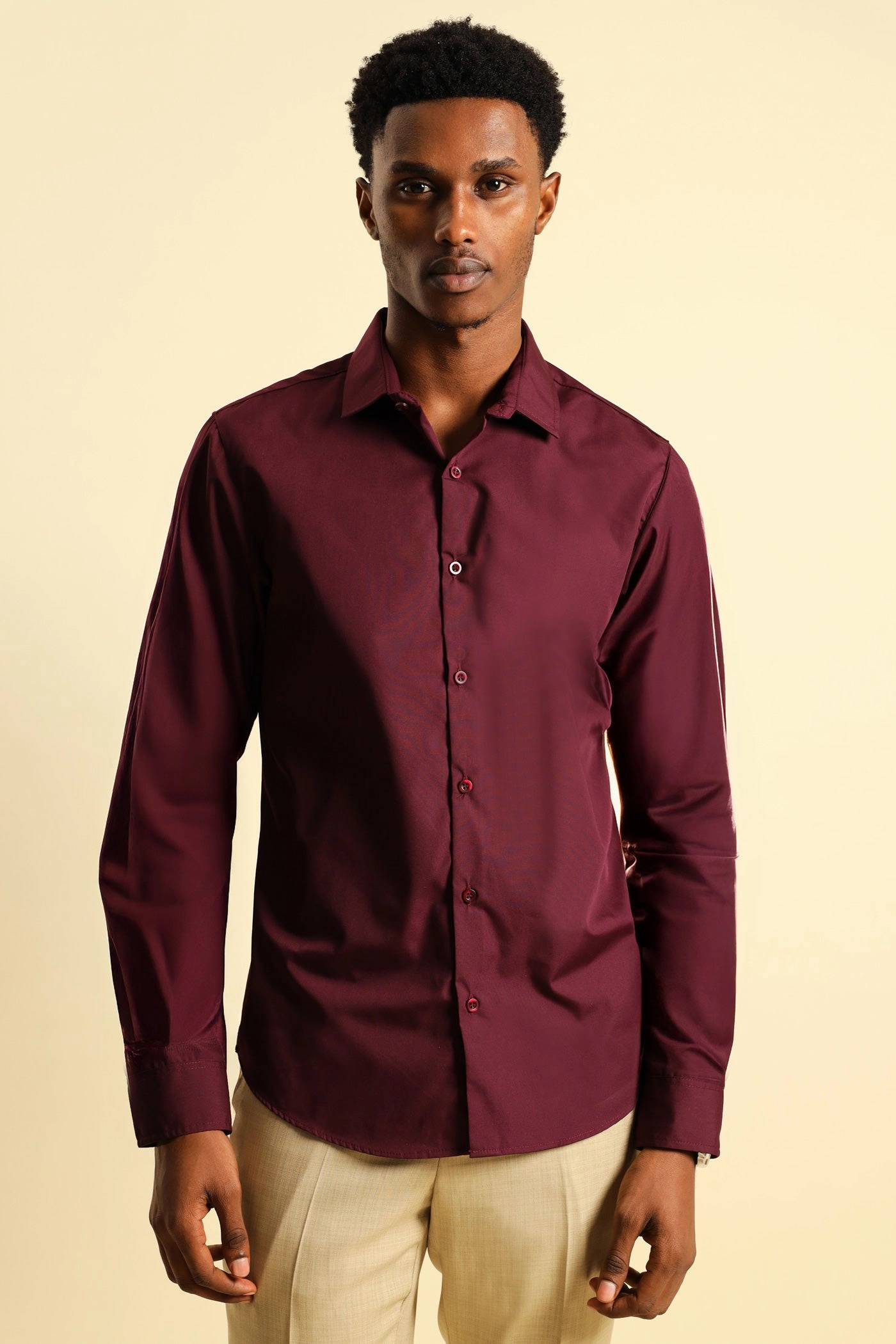Casual wear options Easy Care Long Sleeve Shirt - Burgundy Fashion trends