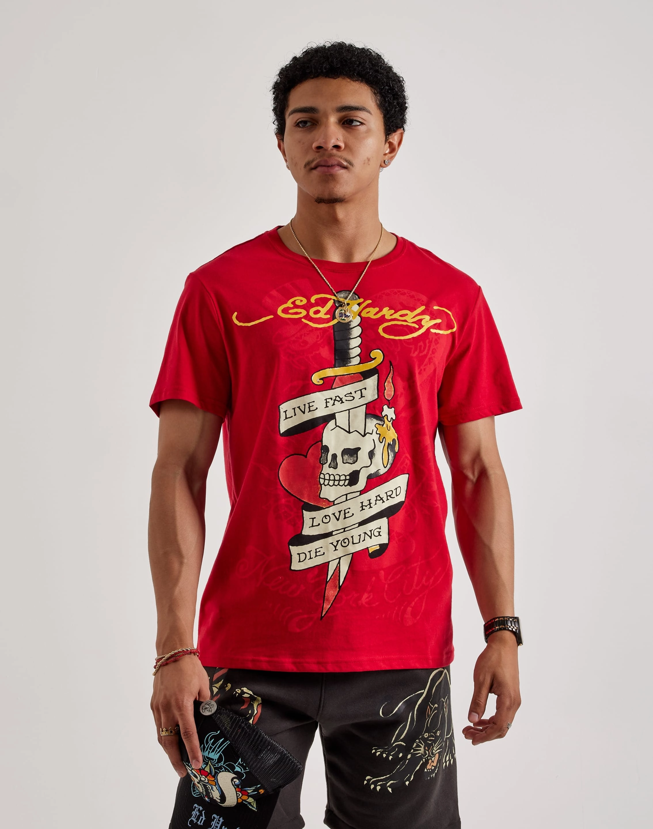Free shipping offers Ed Hardy Live Fast Tee Beachwear items